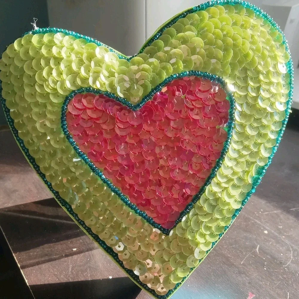 1999 Vintage Embellished Sequin‎ Heart Gift Box Trinket Keepsake Jewelery